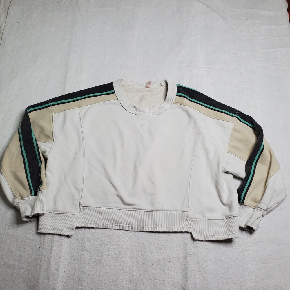FP Movement Women Sweatshirt White Striped Long Sleeve M